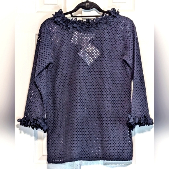 Gretchen Scott Split Neck Ruffle Top - Picture 3 of 8